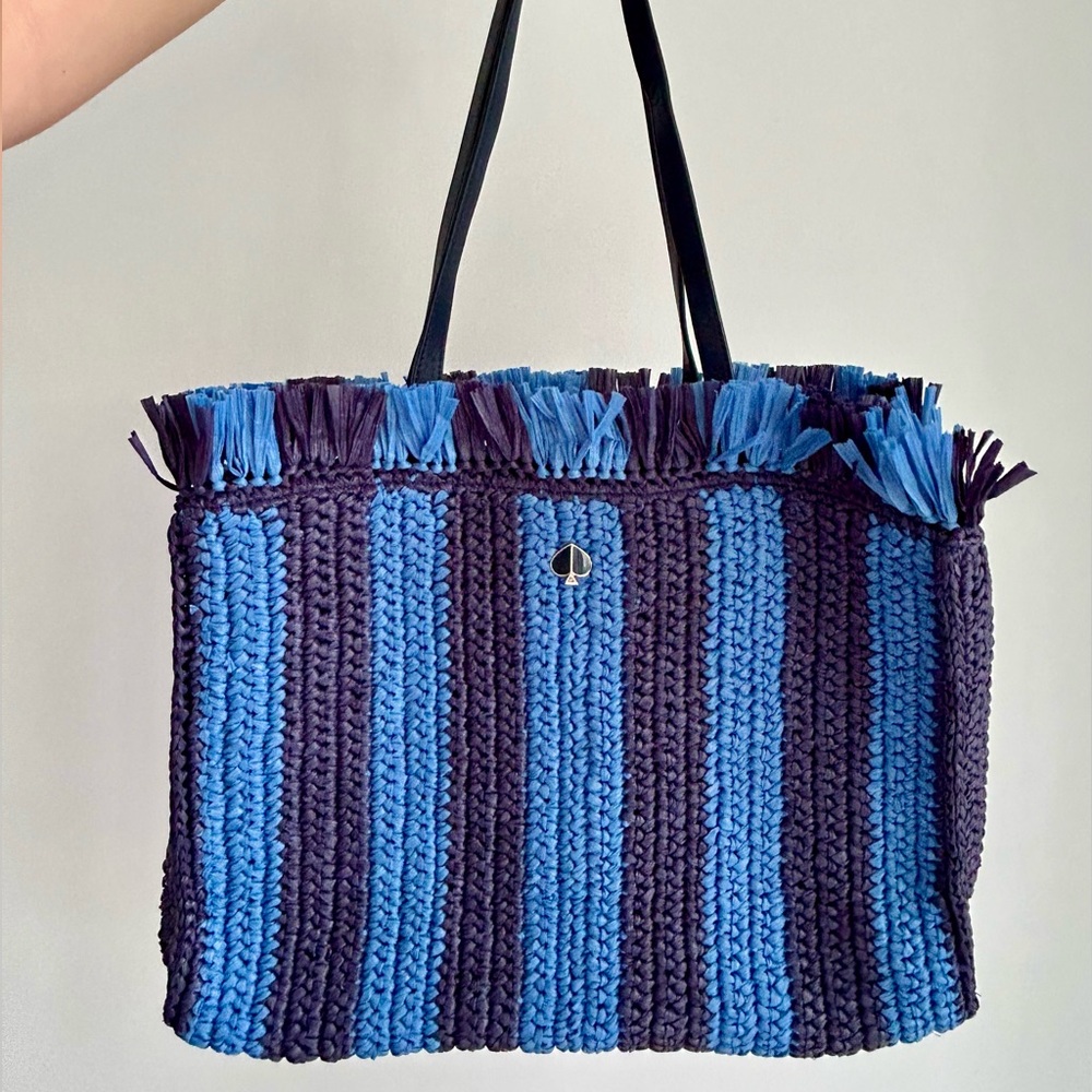 Kate Spade Sam Stripe Straw Large Tote